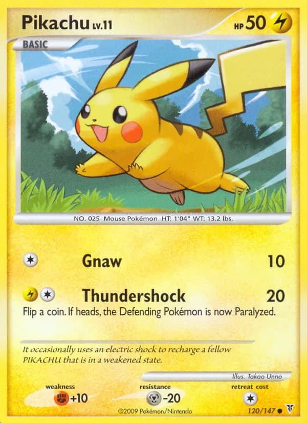 Pikachu card in English