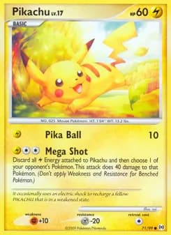 Pikachu card in English