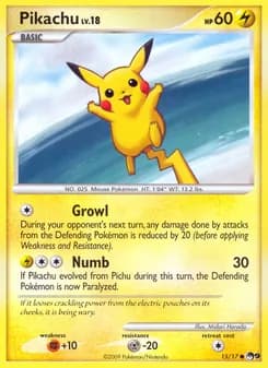 Pikachu card in English