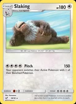 Slaking card in English