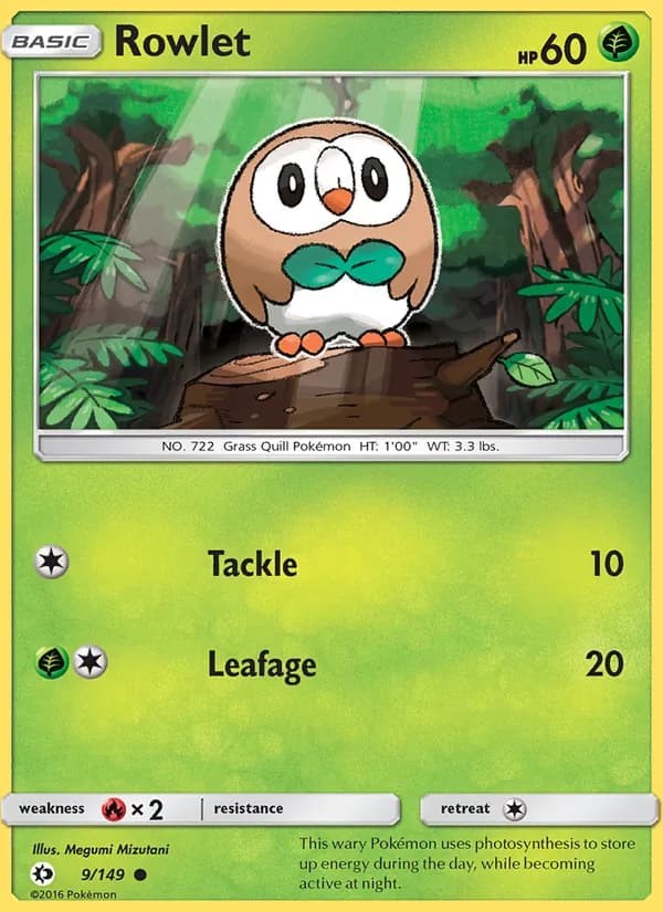 Rowlet card in English