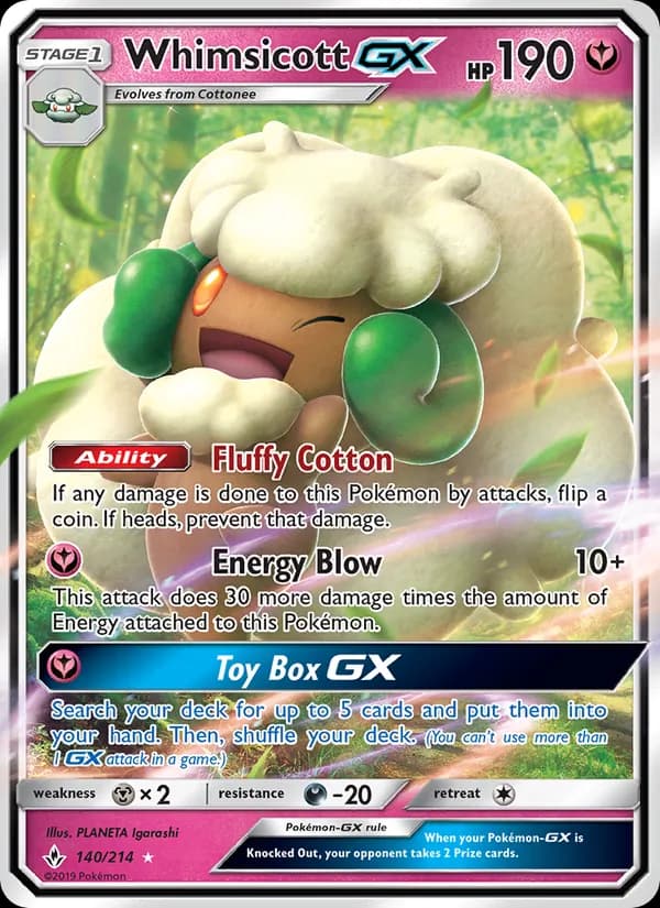 Whimsicott GX card in English