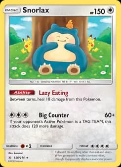 Snorlax card in English
