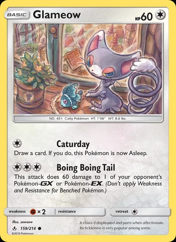 Glameow card in English