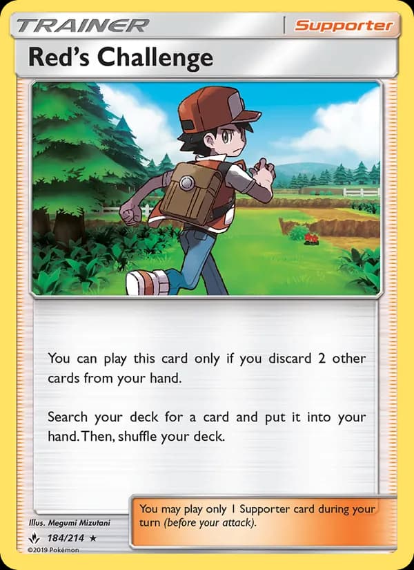 Red’s Challenge card in English