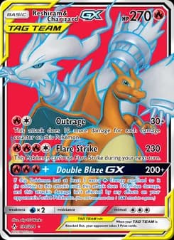 Reshiram & Charizard GX card in English