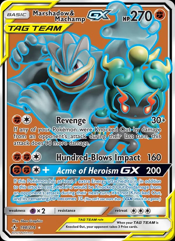 Marshadow & Machamp GX card in English
