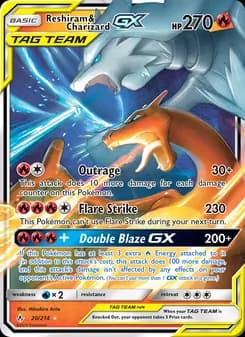 Reshiram & Charizard GX card in English