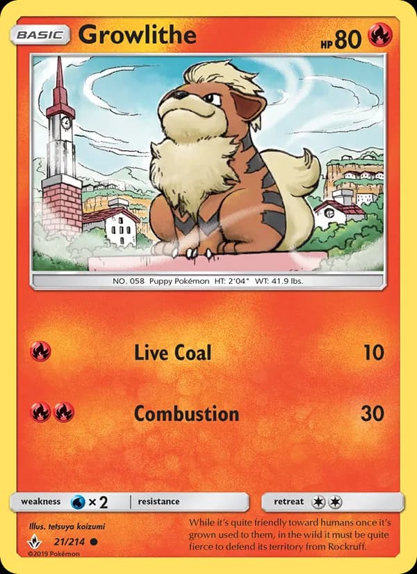 Growlithe card in English