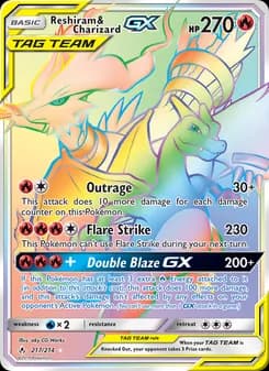 Reshiram & Charizard GX card in English