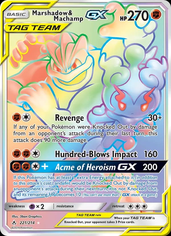 Marshadow & Machamp GX card in English