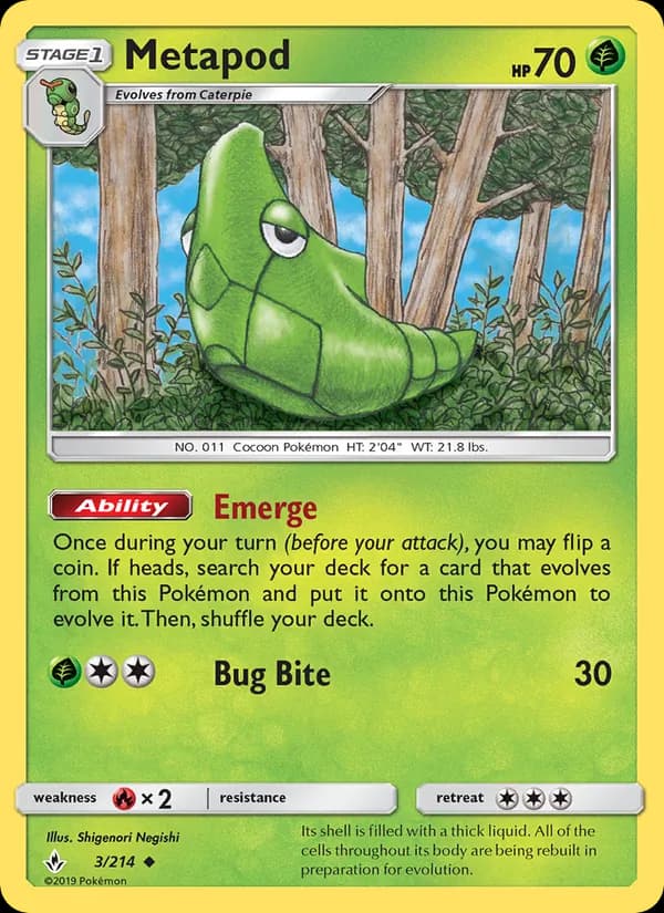 Metapod card in English