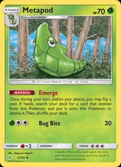 Metapod card in English