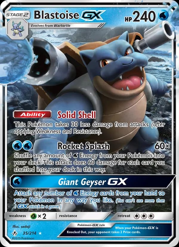Blastoise GX card in English