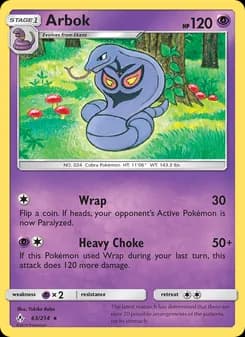 Arbok card in English