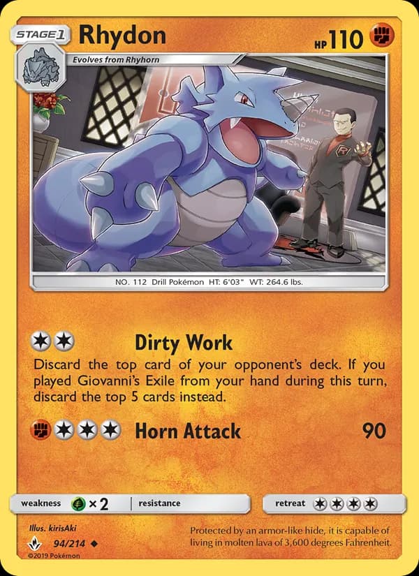 Rhydon card in English
