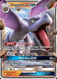 Aerodactyl GX card in English