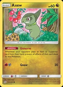 Axew card in English
