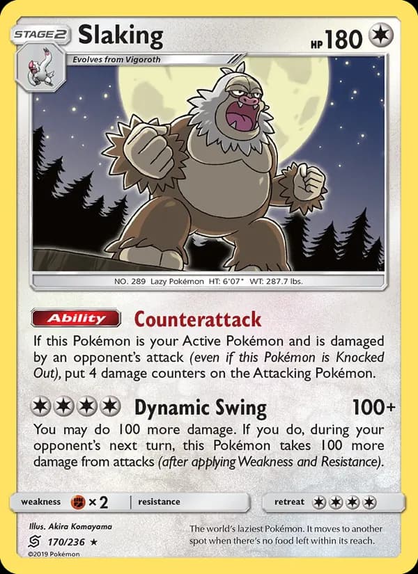 Slaking card in English