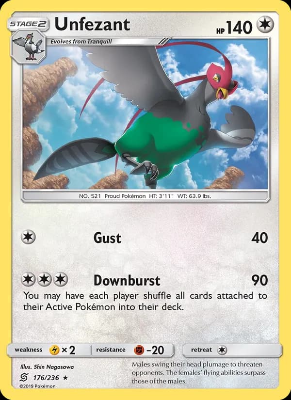 Unfezant card in English