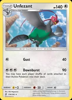 Unfezant card in English