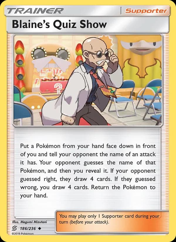 Blaine’s Quiz Show card in English