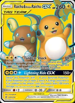 Raichu & Alolan Raichu GX card in English