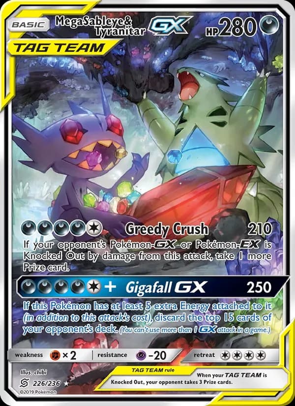 Mega Sableye & Tyranitar GX card in English