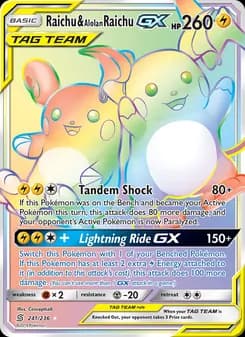 Raichu & Alolan Raichu GX card in English