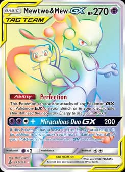 Mewtwo & Mew GX card in English