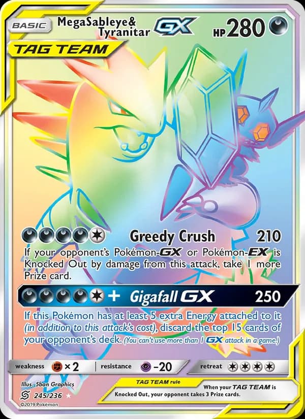 Mega Sableye & Tyranitar GX card in English