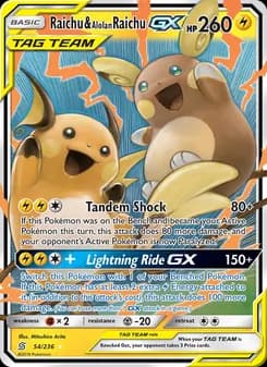 Raichu & Alolan Raichu GX card in English