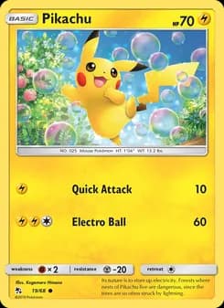 Pikachu card in English