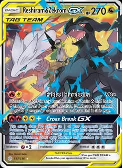 Reshiram & Zekrom GX card in English