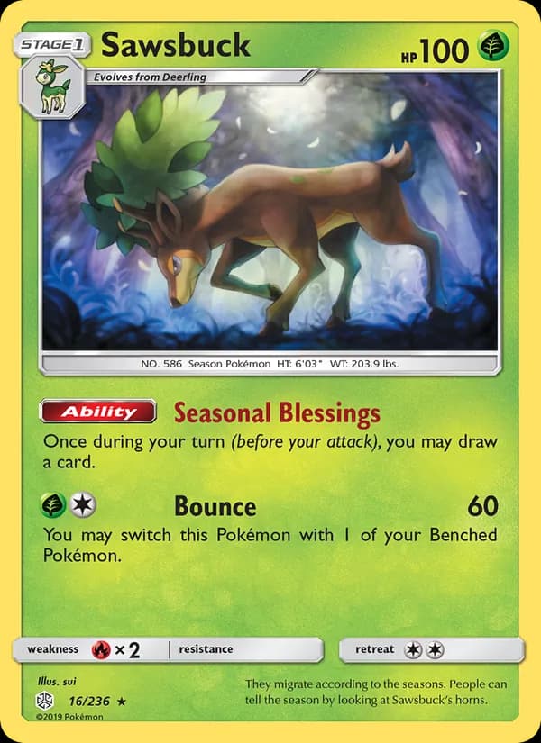 Sawsbuck card in English