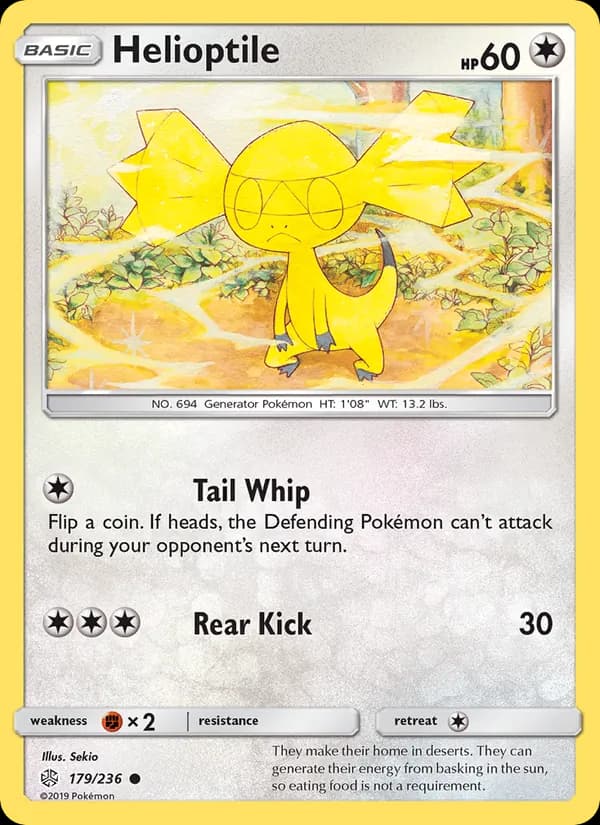 Helioptile card in English