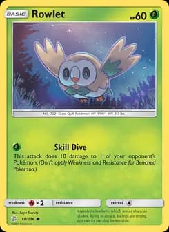Rowlet card in English