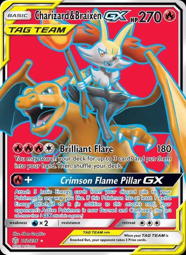 Charizard & Braixen GX card in English