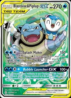 Blastoise & Piplup GX card in English