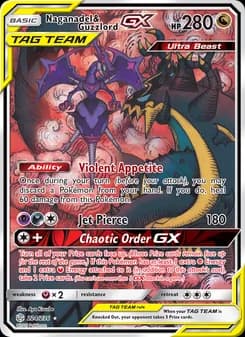 Naganadel & Guzzlord GX card in English