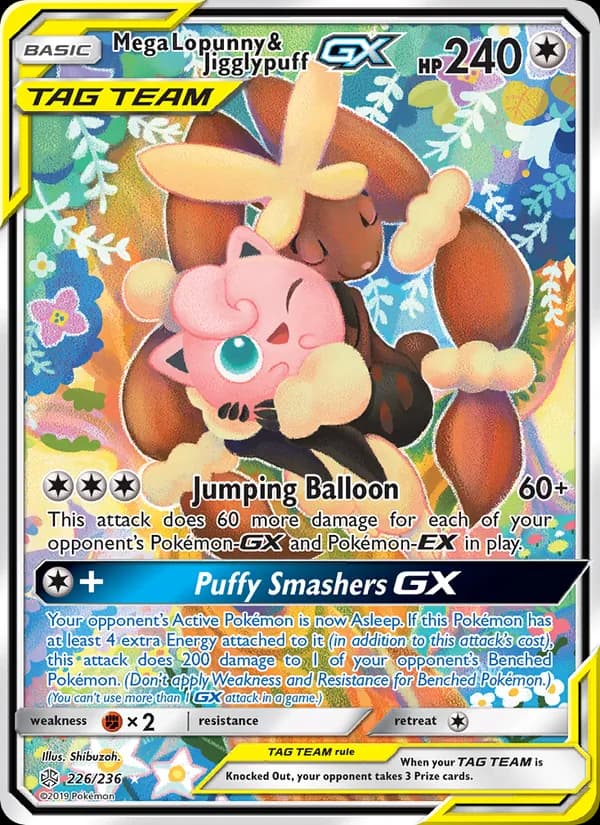 Mega Lopunny & Jigglypuff GX card in English