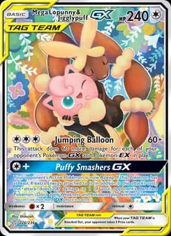 Mega Lopunny & Jigglypuff GX card in English