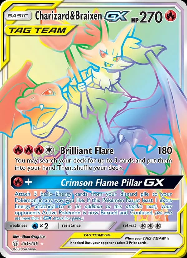 Charizard & Braixen GX card in English