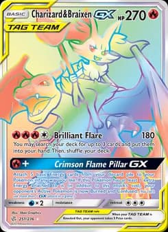 Charizard & Braixen GX card in English