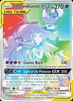 Solgaleo & Lunala GX card in English