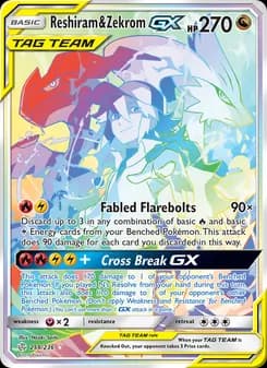 Reshiram & Zekrom GX card in English