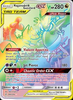 Naganadel & Guzzlord GX card in English