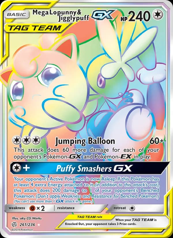 Mega Lopunny & Jigglypuff GX card in English