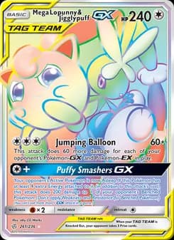 Mega Lopunny & Jigglypuff GX card in English