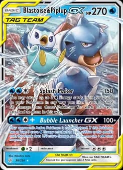 Blastoise & Piplup GX card in English
